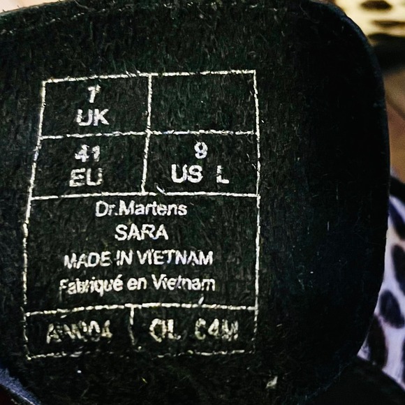 Dr Martens Sara Leopard Print Heeled Oxford Women 9 Shoes Hair On Black Leather - Picture 7 of 11